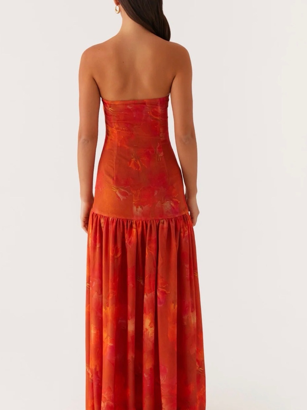 Peppermayo Eden Strapless Maxi Dress in Amber Orange Six 6 - Picture 4 of 12